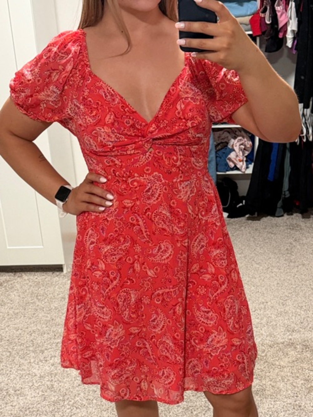 Sincerely Jules Red Paisley Mini Dress
